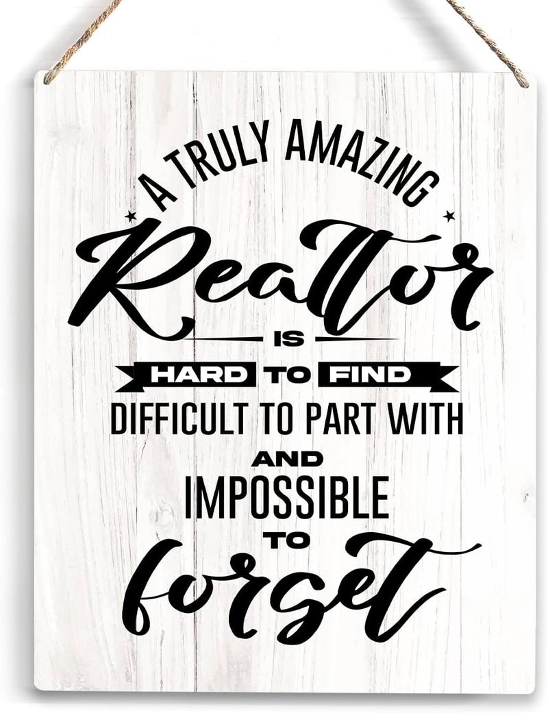 YCYD Realtor Gifts for Women Men A Truly Amazing Realtor Is Hard To Find Wooden Hanging Sign Leaving Appreciation Retirement Gifts for Boss Manager Coworkers Friends 8 x 10 Inches - Image 1